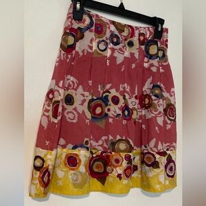 BCBGMaxAzria Purple and Yellow A-Line Skirt Size 2